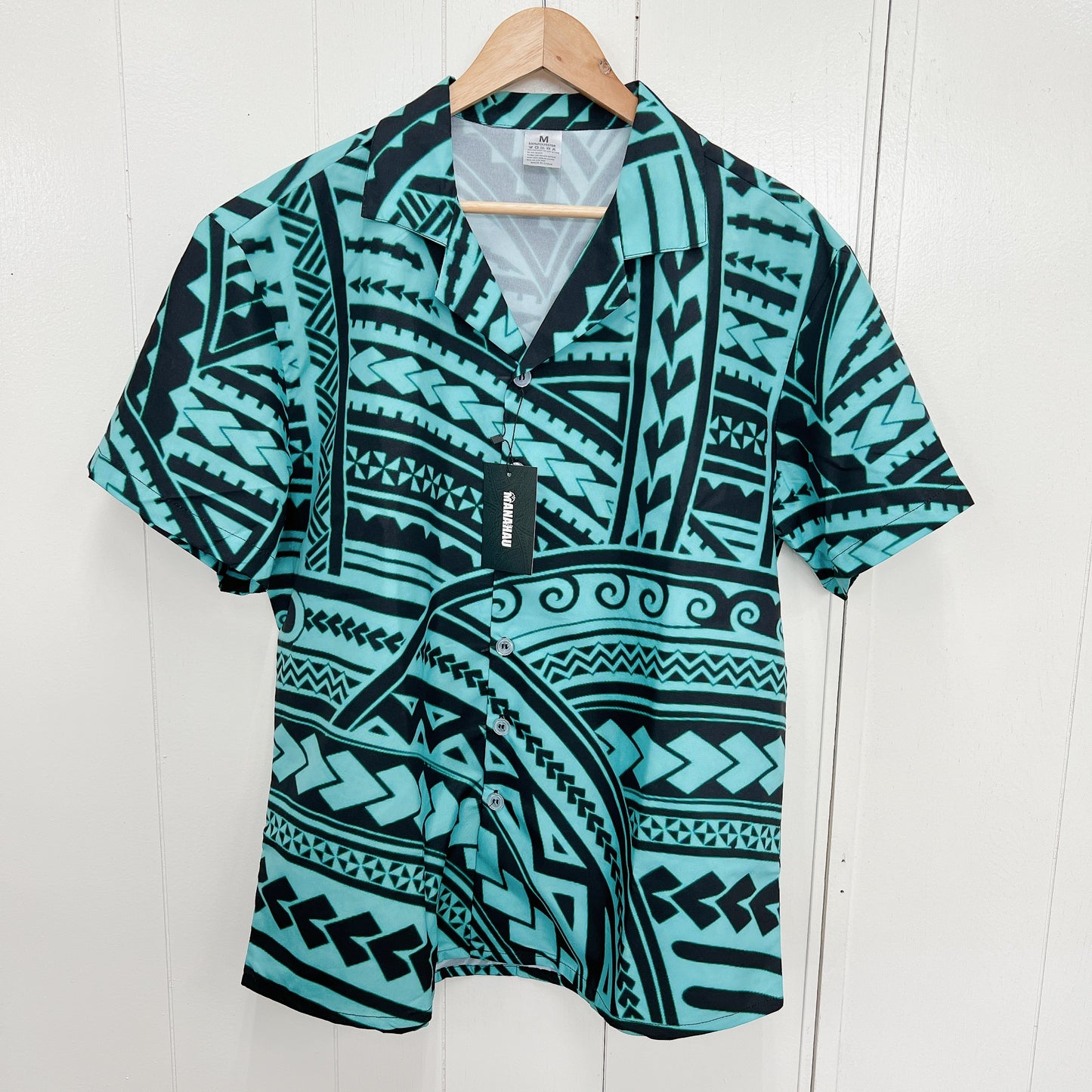 Tribal Aloha Shirt &lt;Mint &amp; Black&gt;