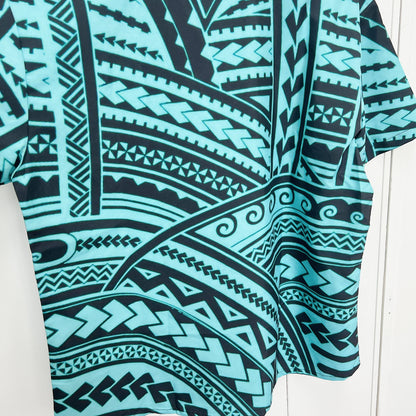 Tribal Aloha Shirt &lt;Mint &amp; Black&gt;