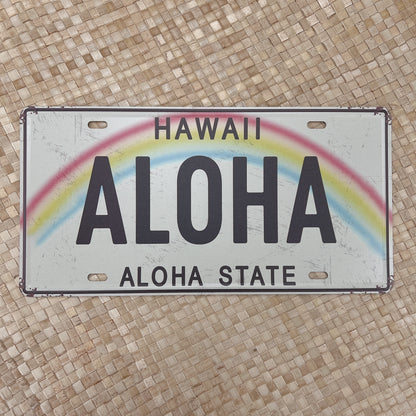 Tin-style Hawaiian license plate -ALOHA STATE-